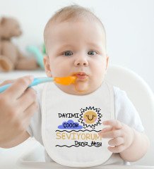 BK Kids Kişiye Özel Dayımı Çok Seviyorum Tasarımlı Bebek Body Zıbın ve Mama Önlüğü Hediye Seti - Model 1