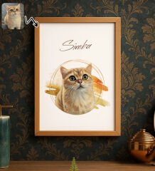 BK Gift Kişiye Özel Evcil Hayvan Karikatürlü Ahşap Çerçeveli Tablo-6 40x25cm, Sevgiliye Hediye, Eşe Hediye, Arkadaşa Hediye