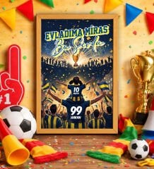 BK Gift Kişiye Özel İsimli Baba-Kız Sarı Lacivert Evladıma Miras Bu Sevda Ahşap Çerçeveli Tablo-3 40x25cm, Doğum Günü Hediyesi, Taraftar Hediyesi