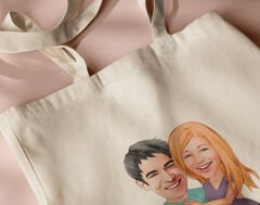 BK Gift Kişiye Özel Sevgililer Karikatürlü Kanvas Bez Çanta, Baskılı Omuz Çantası, Alışveriş Çantası, Plaj Çantası, Sevgiliye Hediye-15