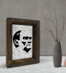 BK Gift Atatürk Tasarımlı Dekoratif Doğal Masif Ahşap Çerçeve 15x20cm-44