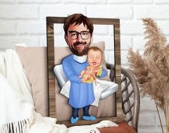 BK Gift Kişiye Özel Kadın Doğum Uzmanı Karikatürlü 3D Ahşap Tablo, Sevgiliye Hediye, Arkadaşa Hediye, Yıl Dönümü Hediyesi, Doğum Günü Hediyesi-1