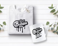Kişiye Özel Yakışıklı Babam Tasarımlı Beyaz Tişört ve Kupa Seti-2