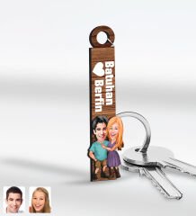 BK Gift Kişiye Özel Sevgili Temalı 2’li Ahşap Anahtarlık, Sevgiliye Hediye,Doğum Günü Hediyesi, Sevgililer Günü Hediyesi-9