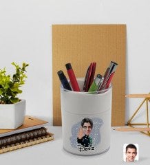 BK Gift Kişiye Özel Matrix Neo Karikatürlü Beyaz Akrilik Kalemlik - Model 1