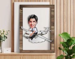 BK Gift Kişiye Özel Kaptan Pilot Karikatürlü 3D Ahşap Tablo, Sevgiliye Hediye, Arkadaşa Hediye, Yıl Dönümü Hediyesi, Doğum Günü Hediyesi-1