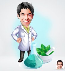 Kişiye Özel Erkek Eczacı Tasarımlı Dijital Karikatür-1