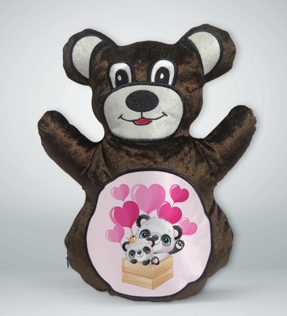 BK Gift Sevimli Pandalar Tasarımlı Kahverengi Ayıcık Yastık-3
