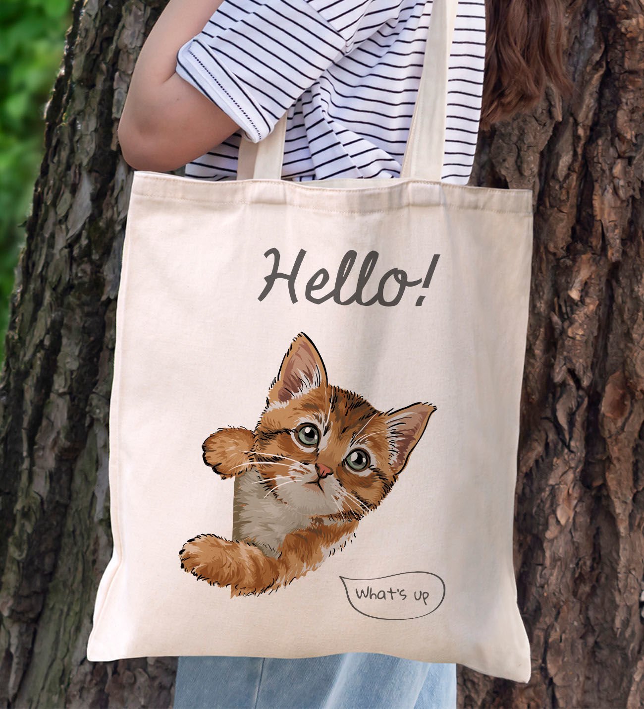 BK Gift Kedi Tasarımlı Kanvas Bez Çanta, Baskılı Omuz Çantası, Alışveriş Çantası, Plaj Çantası, Arkadaşa Hediye-4