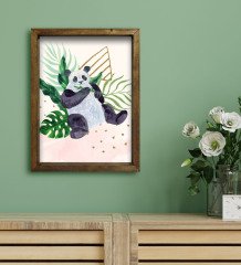 BK Gift Otel Odası Konseptli Doğal Masif Ahşap Çerçeveli Tablo 45x65cm-57