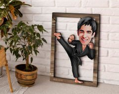 BK Gift Kişiye Özel Erkek Karateci Karikatürlü 3D Ahşap Tablo, Sevgiliye Hediye, Arkadaşa Hediye, Yıl Dönümü Hediyesi, Doğum Günü Hediyesi-1