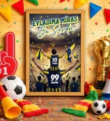 BK Gift Kişiye Özel İsimli Baba-Oğul Sarı Lacivert Evladıma Miras Bu Sevda Ahşap Çerçeveli Tablo-3 40x25cm, Doğum Günü Hediyesi, Taraftar Hediyesi