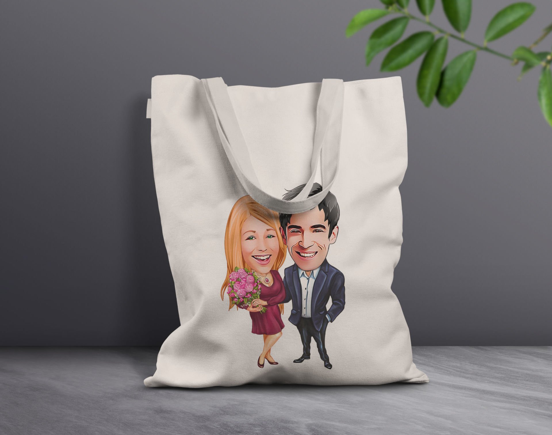 BK Gift Kişiye Özel Sevgililer Karikatürlü Kanvas Bez Çanta, Baskılı Omuz Çantası, Alışveriş Çantası, Plaj Çantası, Sevgiliye Hediye-18