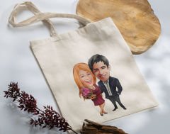 BK Gift Kişiye Özel Sevgililer Karikatürlü Kanvas Bez Çanta, Baskılı Omuz Çantası, Alışveriş Çantası, Plaj Çantası, Sevgiliye Hediye-18