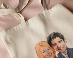 BK Gift Kişiye Özel Sevgililer Karikatürlü Kanvas Bez Çanta, Baskılı Omuz Çantası, Alışveriş Çantası, Plaj Çantası, Sevgiliye Hediye-18