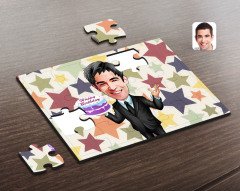 Kişiye Özel Erkek Doğum Günü Karikatürlü Ahşap Puzzle-2