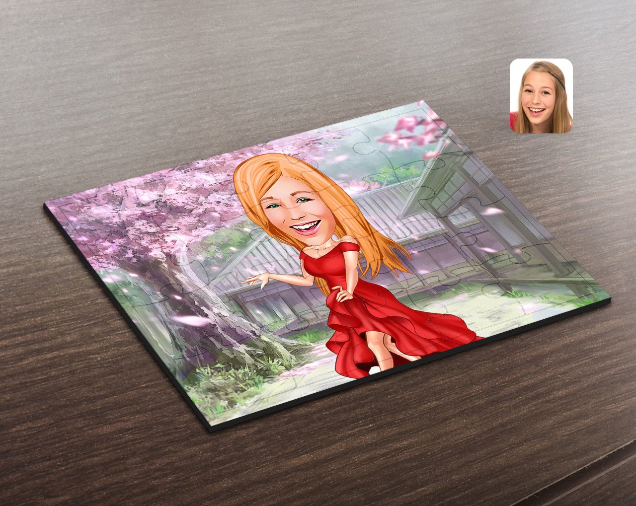 Kişiye Özel Kadın Manken Karikatürlü Ahşap Puzzle-1