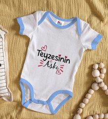 BK Kids Teyzesinin Aşkı Tasarımlı Mavi Bebek Body Zıbın-1