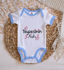 BK Kids Teyzesinin Aşkı Tasarımlı Mavi Bebek Body Zıbın-1