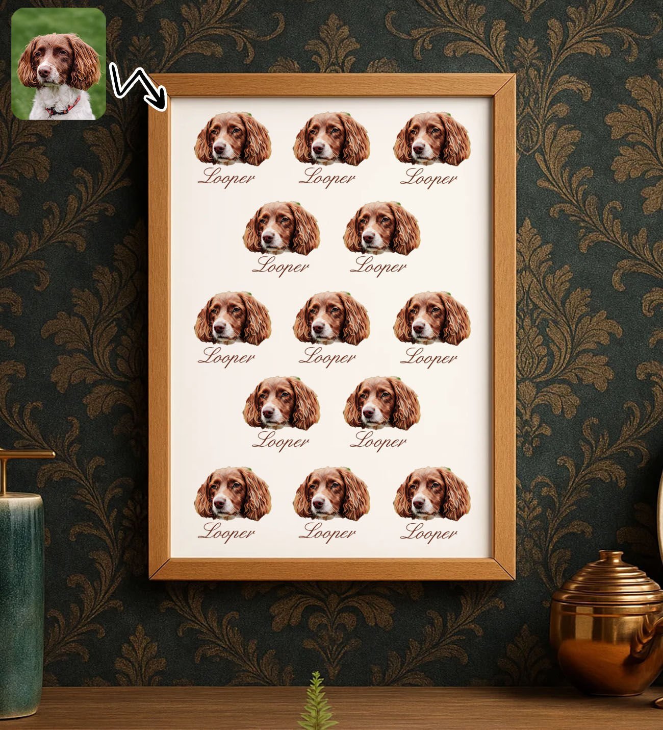 BK Gift Kişiye Özel Evcil Hayvan Karikatürlü Ahşap Çerçeveli Tablo-10 40x25cm, Sevgiliye Hediye, Eşe Hediye, Arkadaşa Hediye