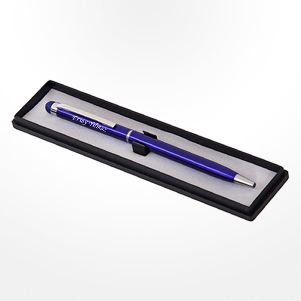 Kişiye Özel İsimli Kutulu Lüks Mavi TouchPen Kalem