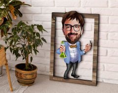 BK Gift Kişiye Özel Erkek Kimya Öğretmeni Karikatürlü 3D Ahşap Tablo, Sevgiliye Hediye, Arkadaşa Hediye, Yıl Dönümü Hediyesi, Doğum Günü Hediyesi-1