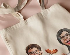 BK Gift Kişiye Özel Sevgililer Karikatürlü Kanvas Bez Çanta, Baskılı Omuz Çantası, Alışveriş Çantası, Plaj Çantası, Sevgiliye Hediye-19