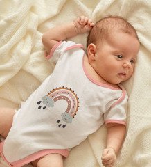 BK Kids Boho Tasarımlı Pembe Bebek Body Zıbın-1