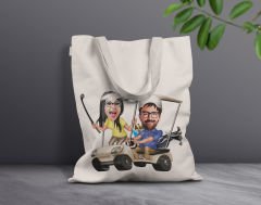 BK Gift Kişiye Özel Sevgililer Karikatürlü Kanvas Bez Çanta, Baskılı Omuz Çantası, Alışveriş Çantası, Plaj Çantası, Sevgiliye Hediye-20