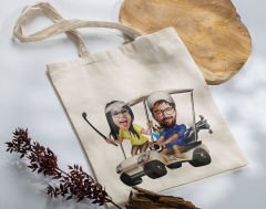 BK Gift Kişiye Özel Sevgililer Karikatürlü Kanvas Bez Çanta, Baskılı Omuz Çantası, Alışveriş Çantası, Plaj Çantası, Sevgiliye Hediye-20