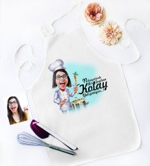 Kişiye Özel Kolay Yetişmiyor Karikatür Beyaz Mutfak Önlüğü - 3