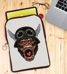 BK Gift Goril Tasarımlı Taşınabilir Koruyucu Tablet Kılıfı & Organizer Çanta - Bordo-1