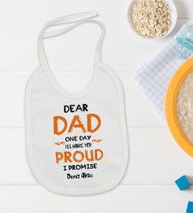 BK Kids Kişiye Özel Dear Dad Tasarımlı Bebek Body Zıbın ve Mama Önlüğü Hediye Seti - Model 1