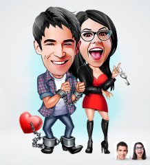Kişiye Özel Sevgililer Tasarımlı Dijital Karikatür-1