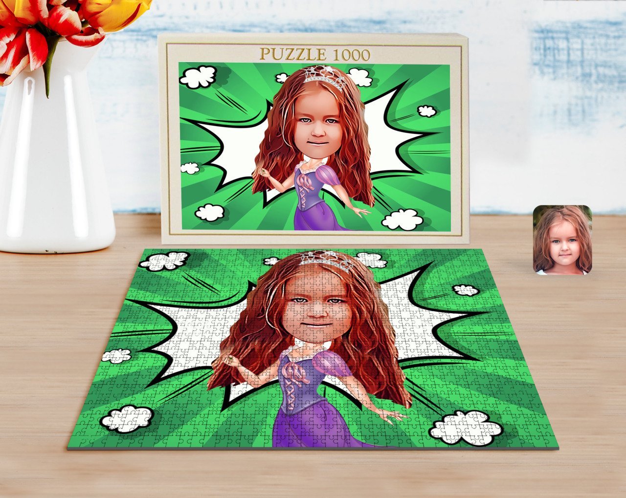 Kişiye Özel Prenses Karikatürlü 1000 Parça Profesyonel Puzzle-3
