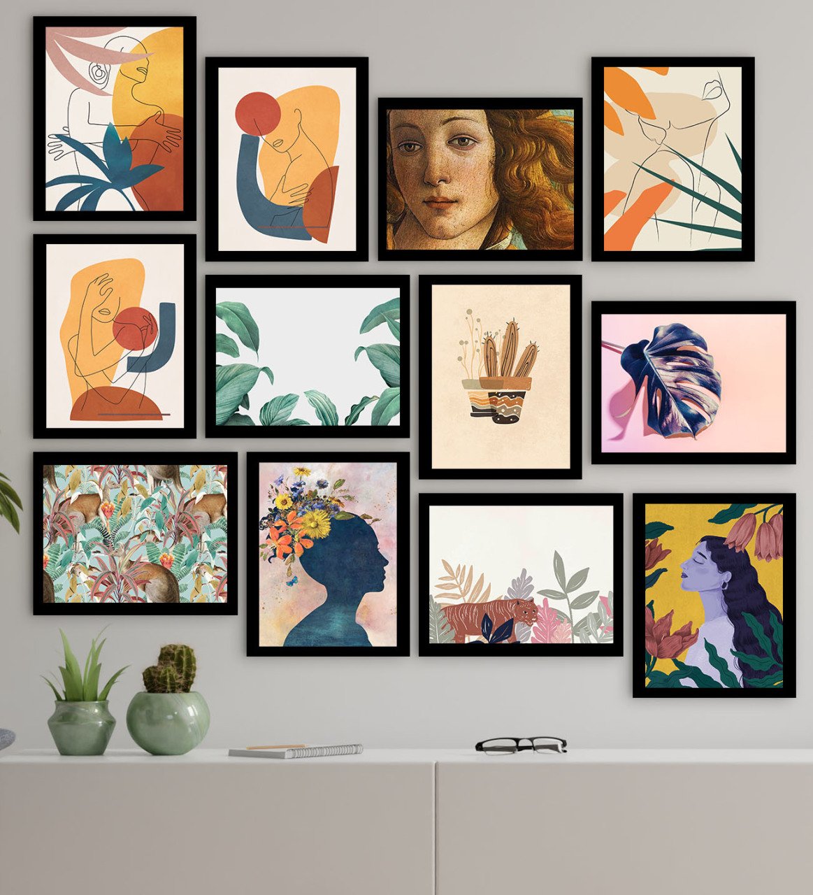 BK Gift 12 Parça Çerçeve Görünümlü Ahşap Tablo Seti (65x80cm)-2