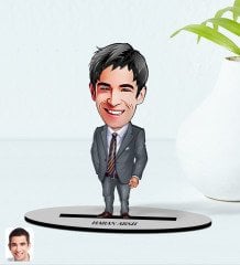 BK Gift Kişiye Özel Erkek Ceo Karikatürlü Ahşap Biblo Model 7