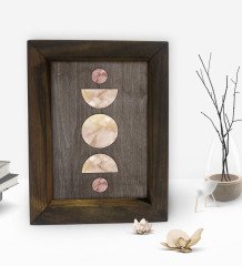 BK Gift Ay ve Güneş Tasarımlı Dekoratif Doğal Masif Ahşap Çerçeve 15x20cm-2