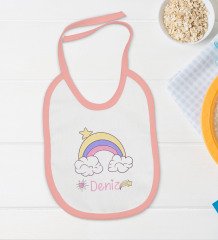 BK Kids Kişiye Özel İsimli Pembe Bebek Body Zıbın ve Mama Önlüğü Hediye Seti-23