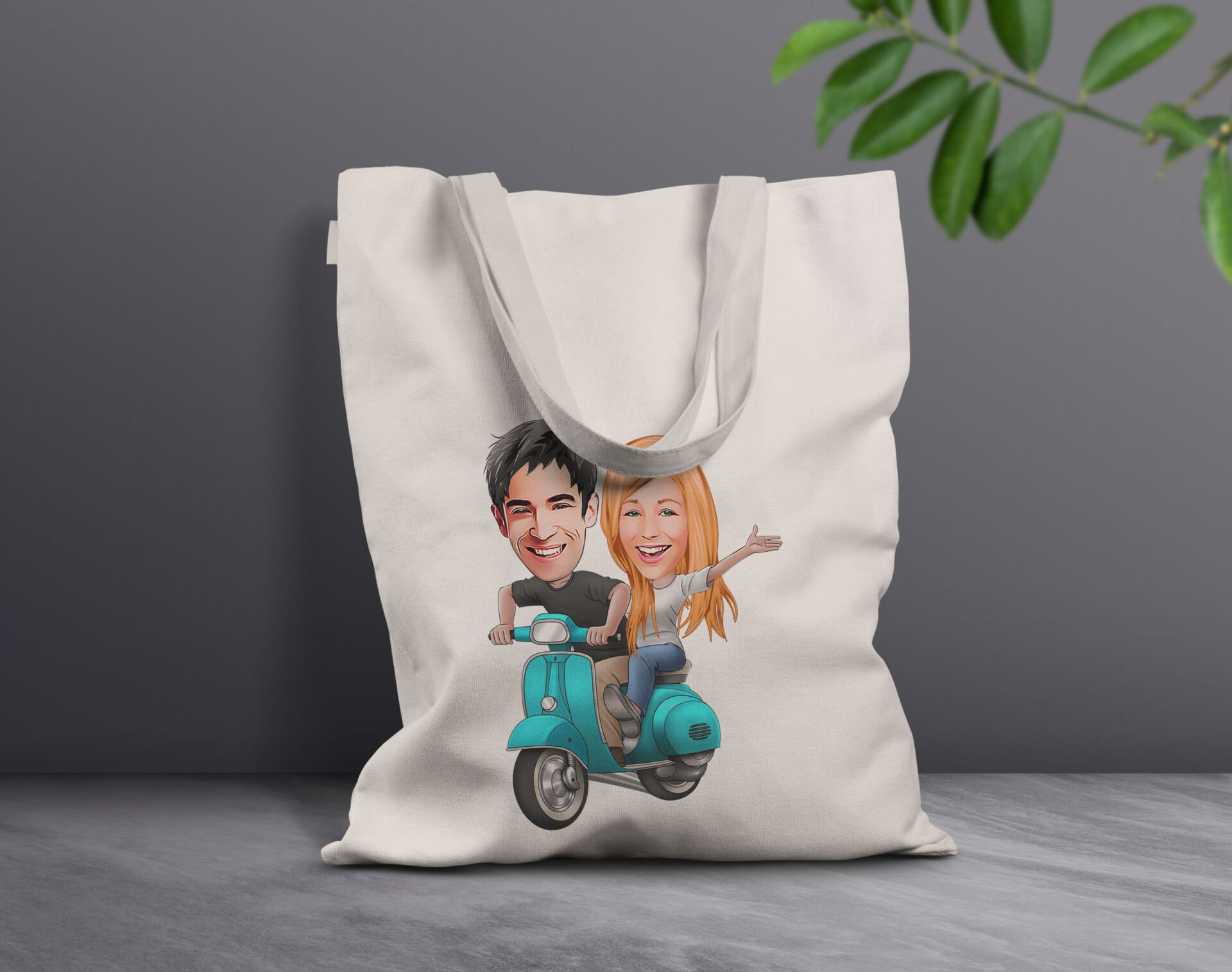 BK Gift Kişiye Özel Sevgililer Karikatürlü Kanvas Bez Çanta, Baskılı Omuz Çantası, Alışveriş Çantası, Plaj Çantası, Sevgiliye Hediye-22