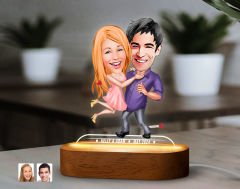 BK Gift Kişiye Özel Sevgili Karikatürlü Dekoratif 3D Biblo LED Işıklı Gece Lambası-3, Sevgiliye Hediye, Yıl Dönümü Hediyesi
