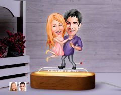 BK Gift Kişiye Özel Sevgili Karikatürlü Dekoratif 3D Biblo LED Işıklı Gece Lambası-3, Sevgiliye Hediye, Yıl Dönümü Hediyesi