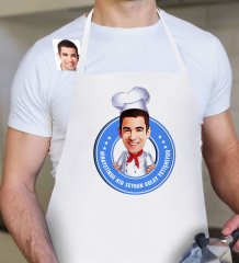 Kişiye Özel Kolay Yetişmiyor Karikatür Beyaz Erkek Mutfak Önlüğü - 2