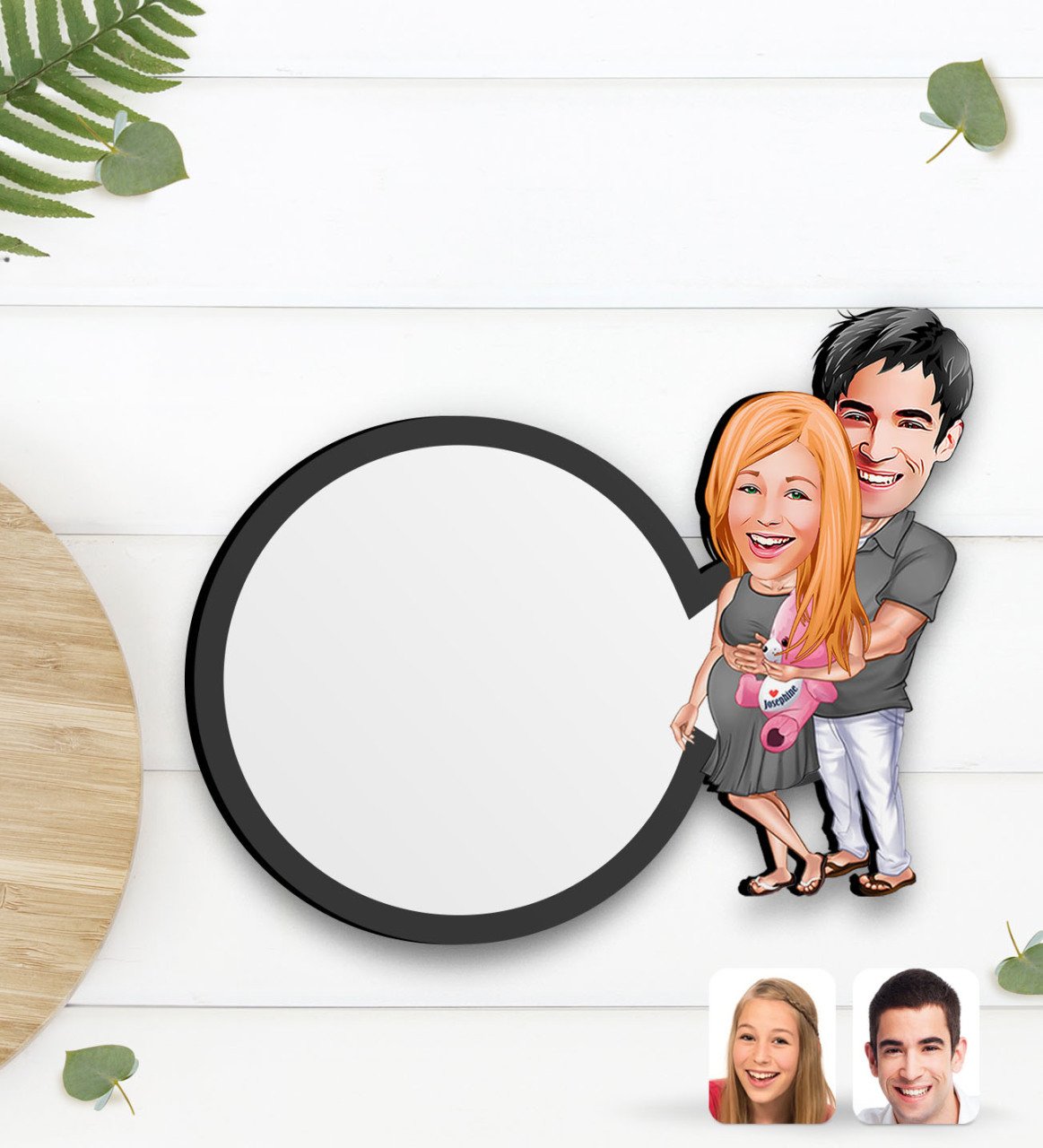 Kişiye Özel Bebek Süprizi Karikatürlü Ahşap Bardak Altlığı-1