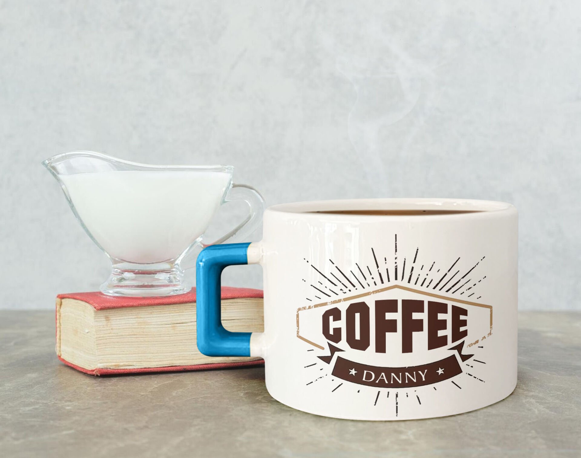 BK Gift Kişiye Özel İsimli Mavi Kulplu Çay & Kahve Fincanı-26, Arkadaşa Hediye, Sevgiliye Hediye