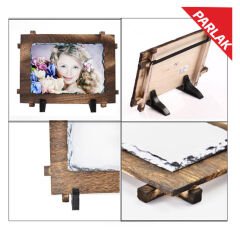 Sublimasyon  Ahşap Çerçeveli Taş 12x17 cm