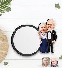 Kişiye Özel Dede ve Büyükanne Karikatürlü Ahşap Bardak Altlığı-1