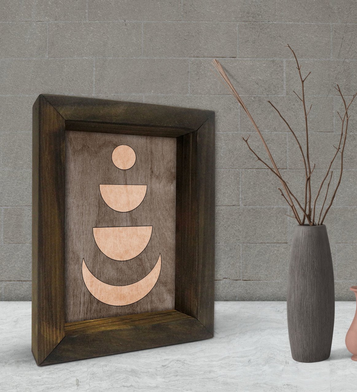 BK Gift Ay Tasarımlı Dekoratif Doğal Masif Ahşap Çerçeve 15x20cm-2