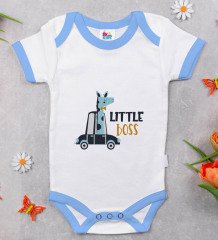 BK Kids Little Boss Tasarımlı Mavi Bebek Body Zıbın-1