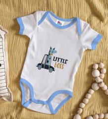 BK Kids Little Boss Tasarımlı Mavi Bebek Body Zıbın-1